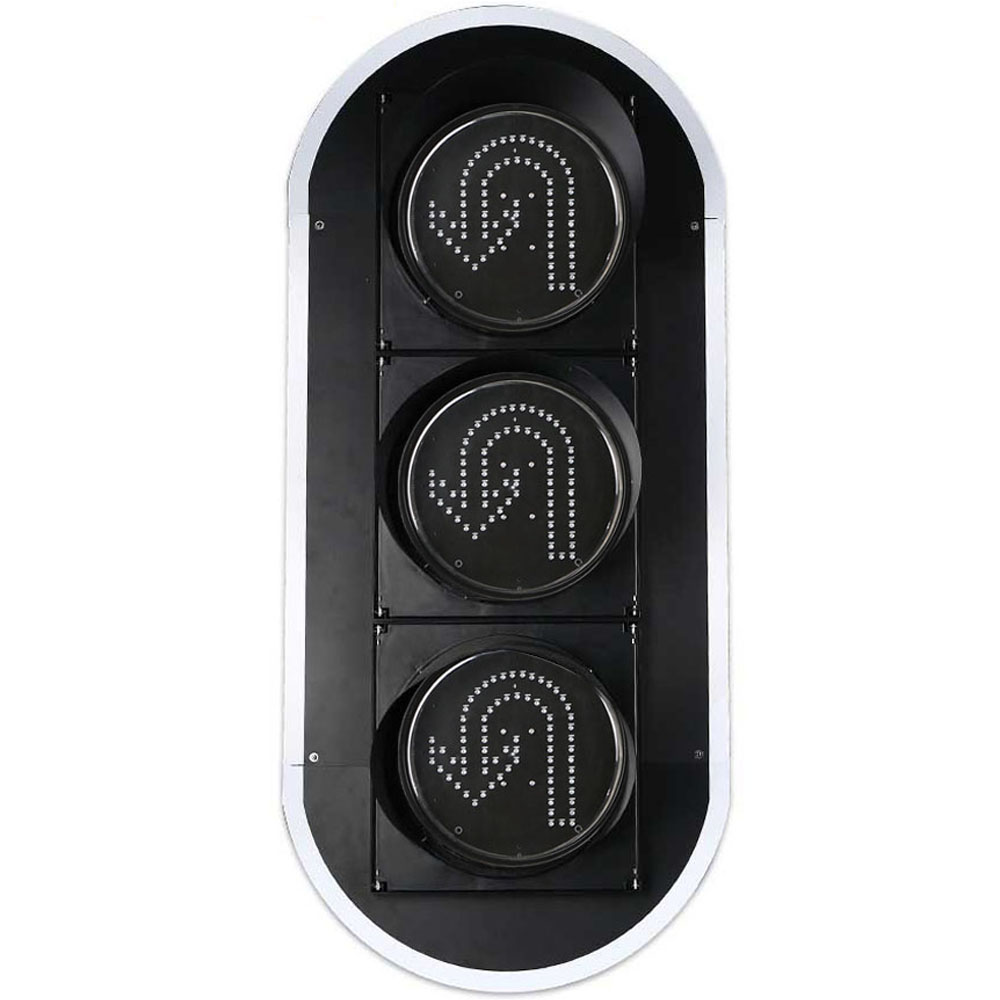 Semáforo de bajo consumo con giro en U rojo, amarillo y verde