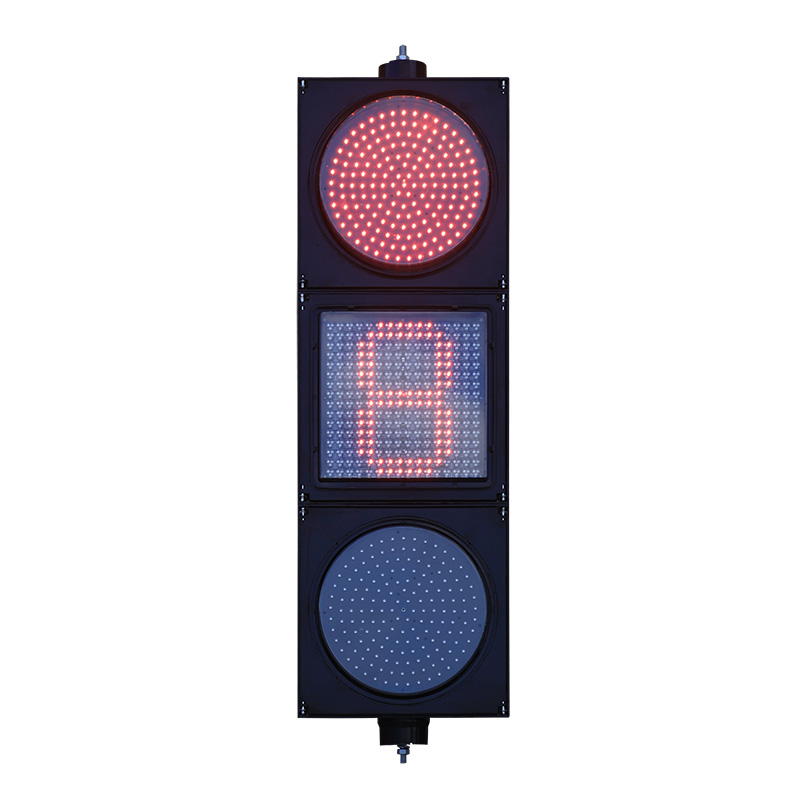 Semáforo de bola completa de bajo consumo con luz roja, amarilla y verde y cuenta regresiva de matriz de puntos
