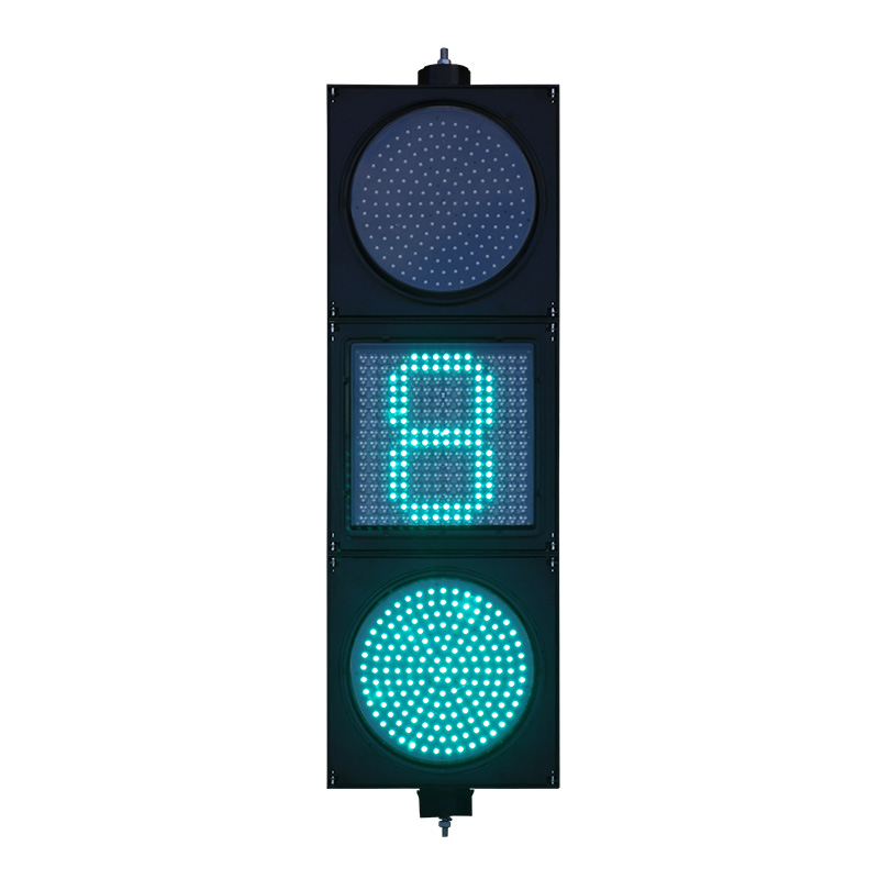 Semáforo de bola completa de bajo consumo con luz roja, amarilla y verde y cuenta regresiva de matriz de puntos