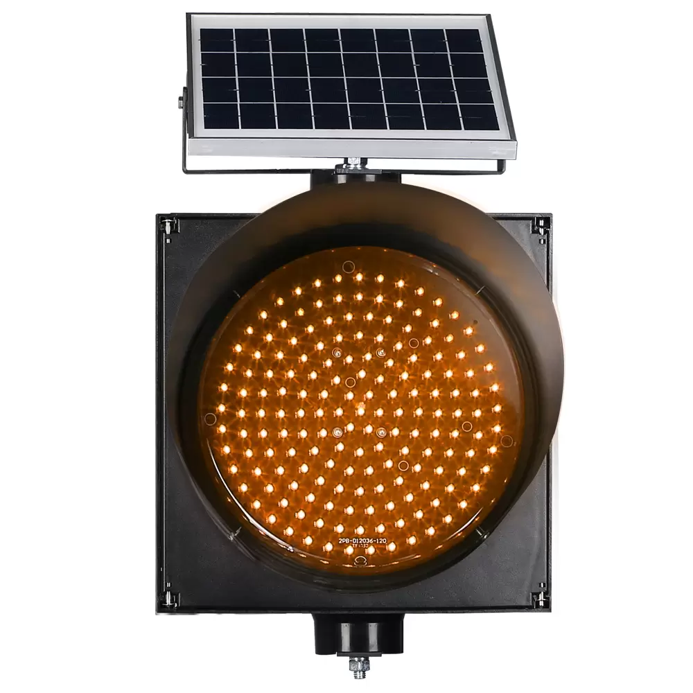 Señales de tráfico con luz intermitente amarilla